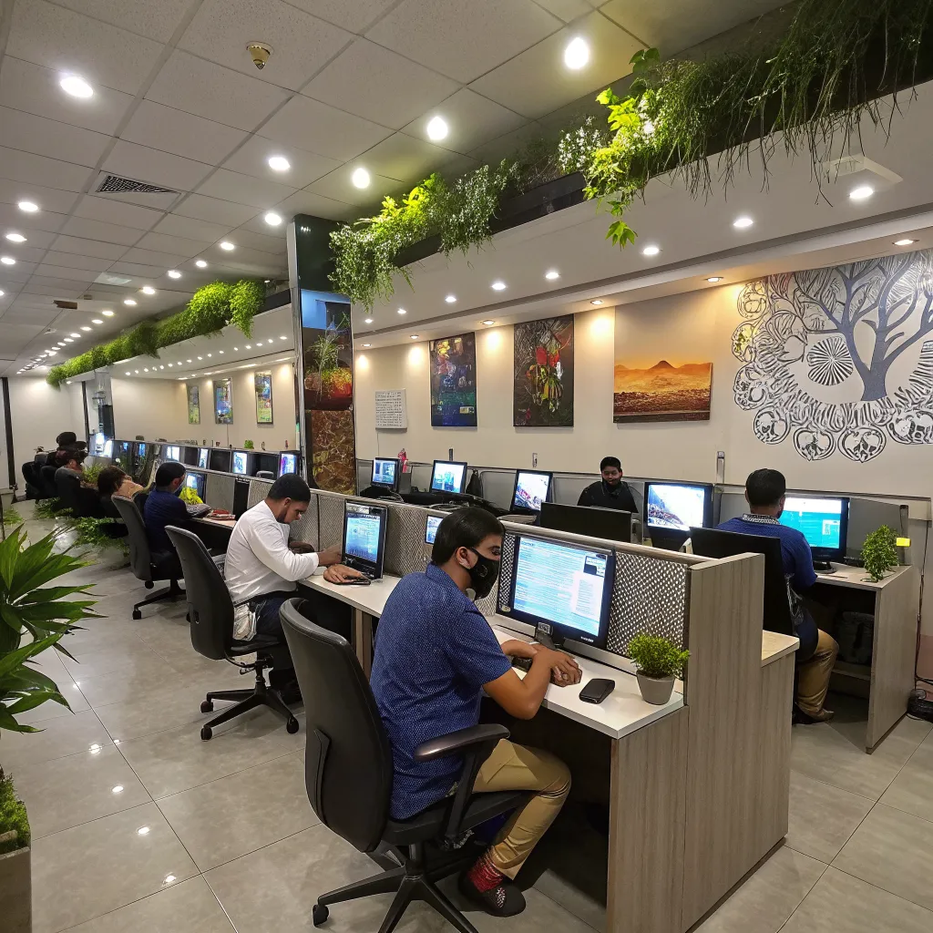 Indoor PC Gaming Lounge Illustration